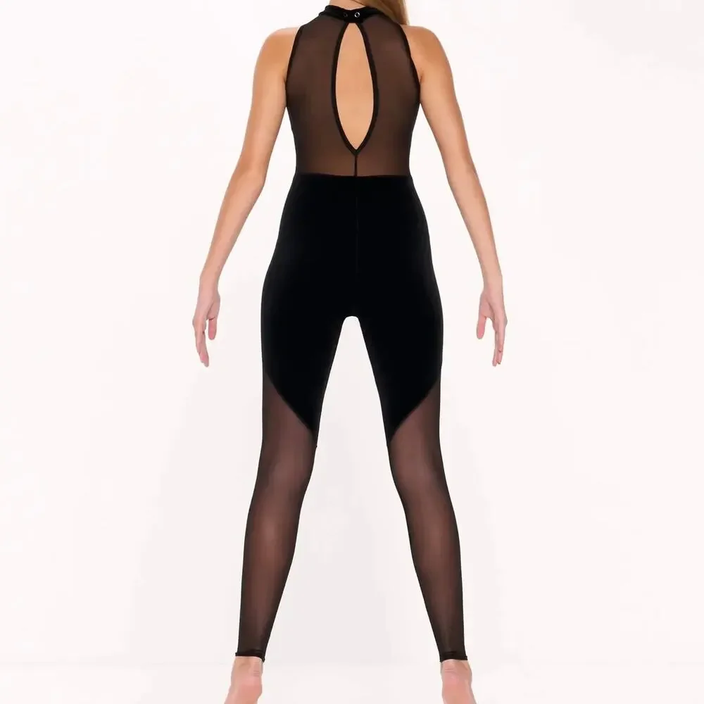 KELLE Shifting Lines Merlot Deep Red Mock Neck Unitard Bodysuit Medium Child MC